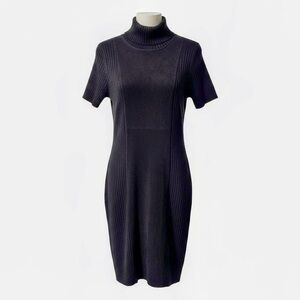 Calvin Klein Black Suede Cowl Neck Sweater Dress S